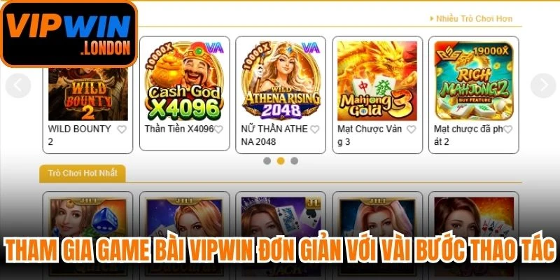 Tham gia Game bài VIPWIN đơn giản với vài bước thao tác